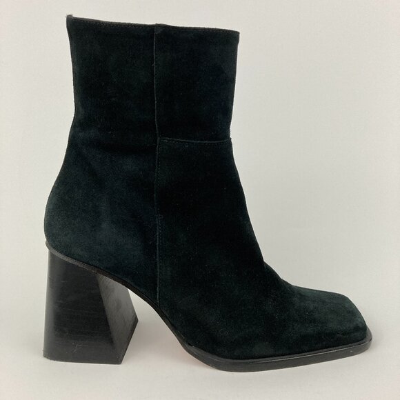 Alohas South Boot in Black Suede Size 38 US 7 - 7.5 Square Toe Ankle Bootie - Picture 1 of 13
